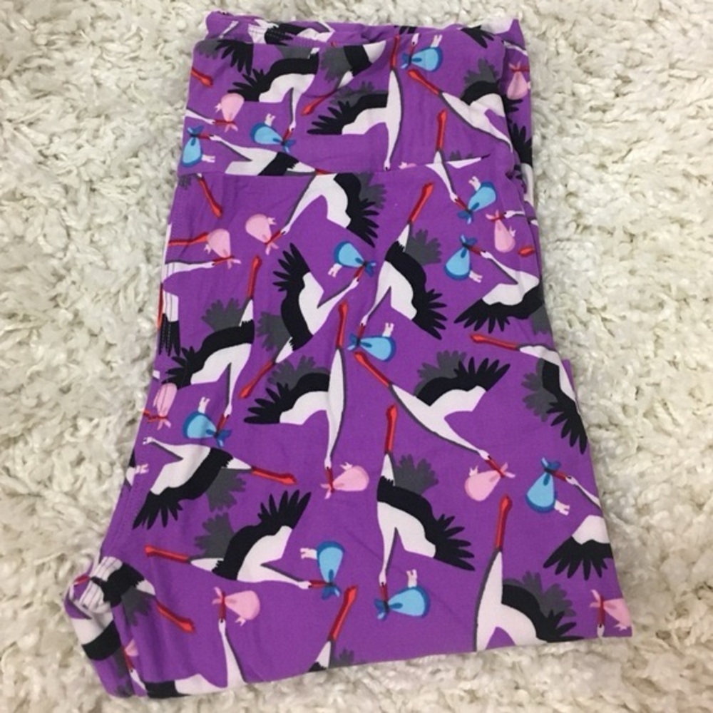 LuLaRoe stork leggings (purple background) NWT